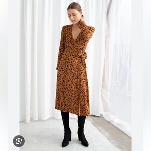 & OTHER STORIES LEOPARD PRINT WRAP DRESS Size 4/Small